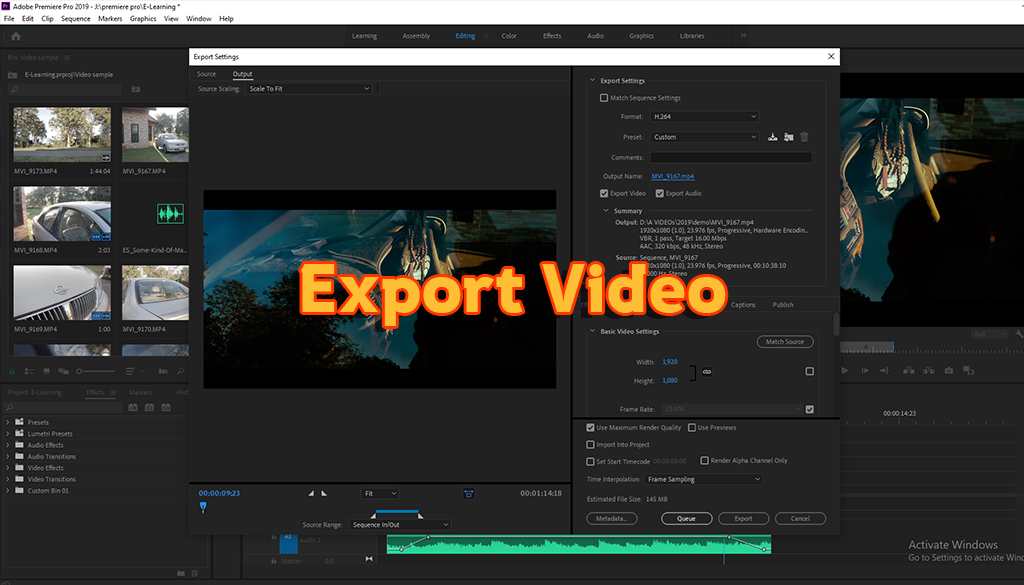 การ Export file ใน Premiere Pro